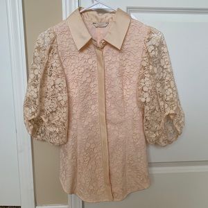 Vintage Style puff sleeve Lace blouse